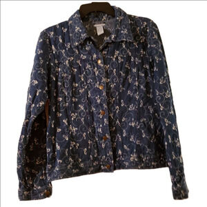 Analogy Vintage Leslie  Jacket Womens S Floral Embroidered Button Up